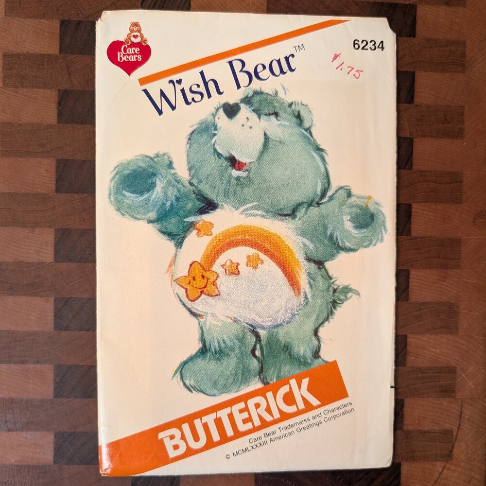 VINTAGE Butterick 6234 Wish Bear - Uncut - Care Bears - circa 1983